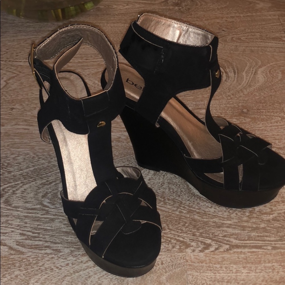 Bebe heels wedges black 8 Y2K